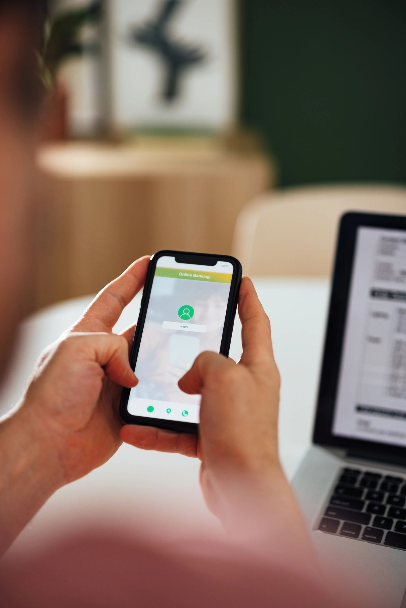 Person using a smartphone for secure login verification