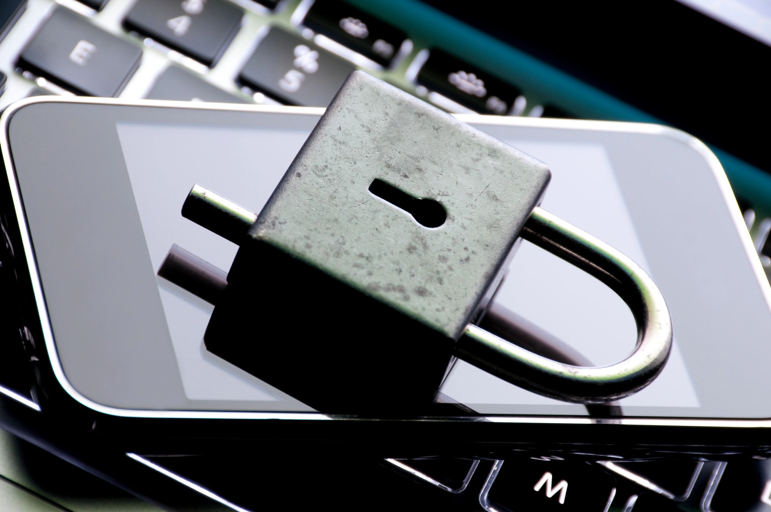 Lock on keyboard representing device security