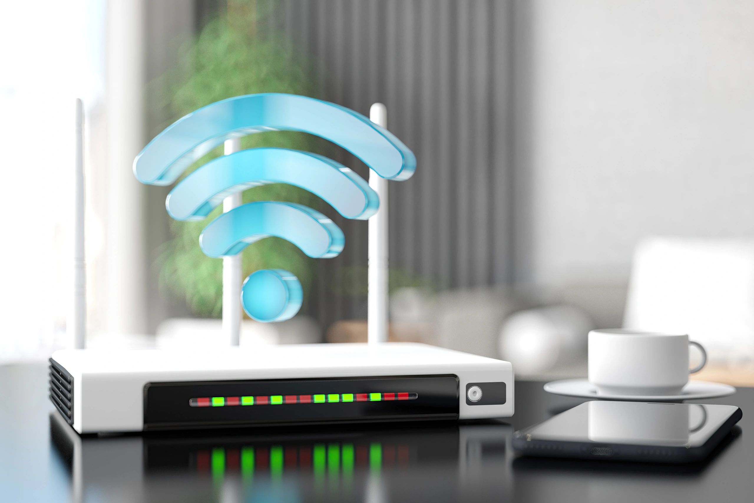 Home Wi‑Fi router in a living room